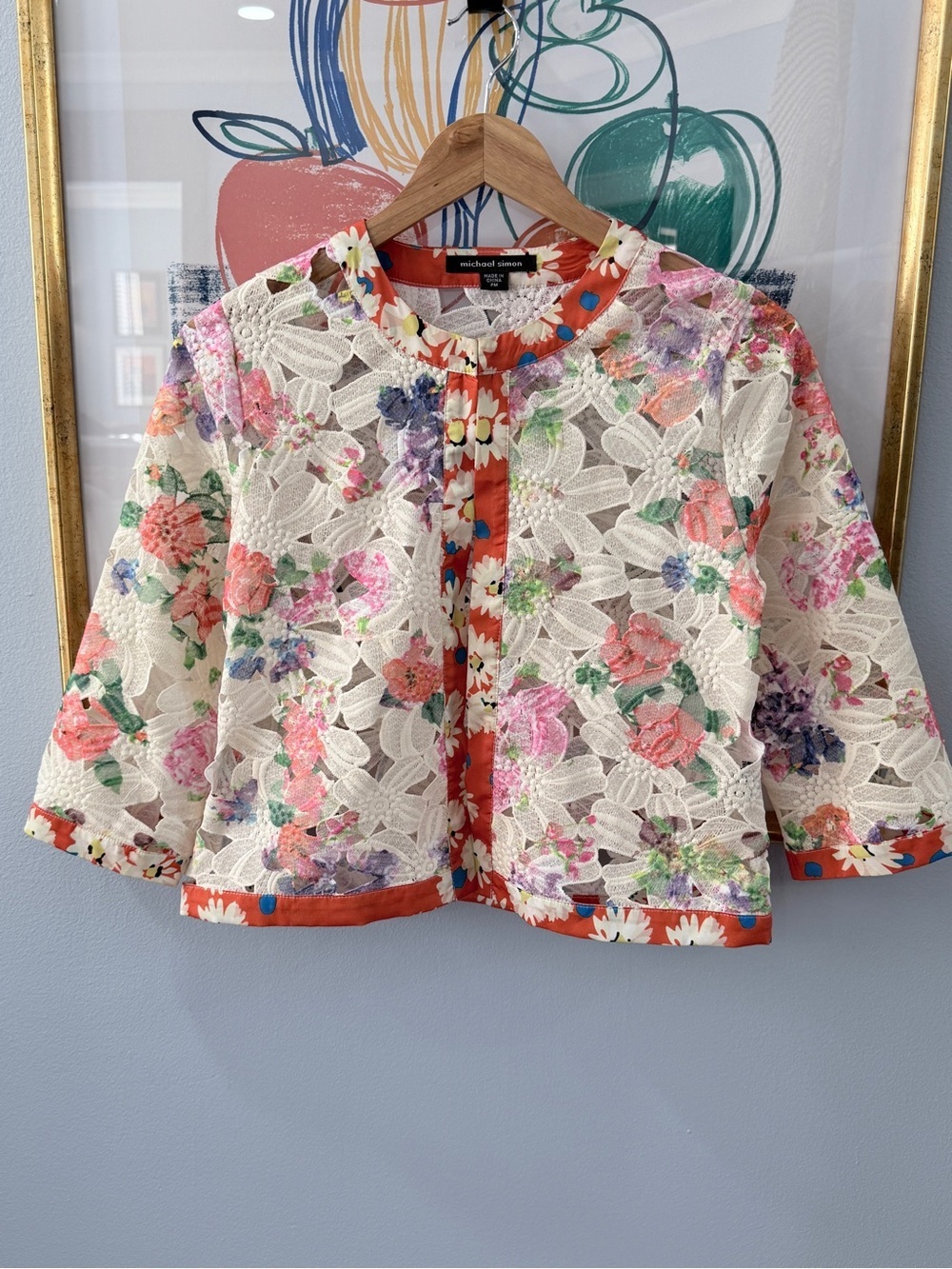 Michael Simon Silk Lace Jacket Petite Medium